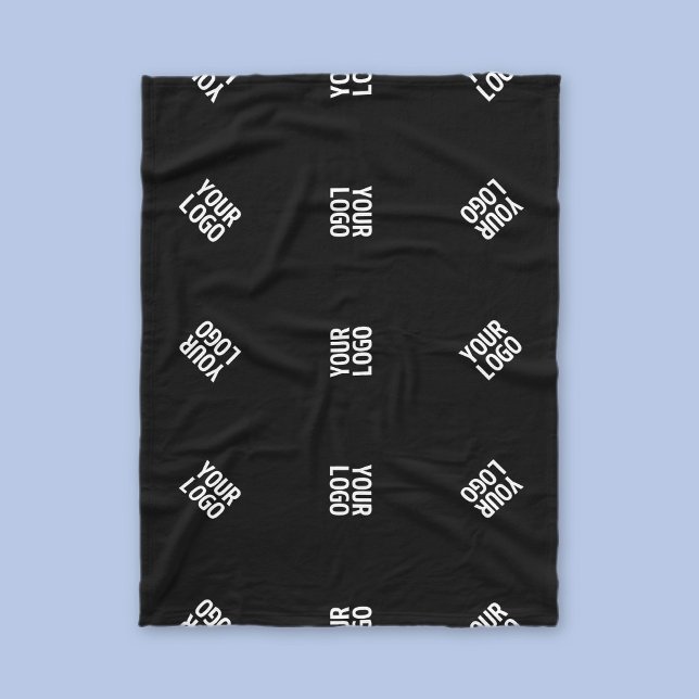 Unique Modern Logo Pattern Template | Black Fleece Blanket (Creator Uploaded)