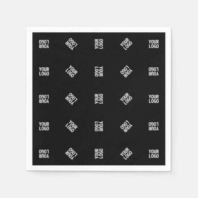 Unique Modern Logo Pattern Template | Black Napkins (Front)