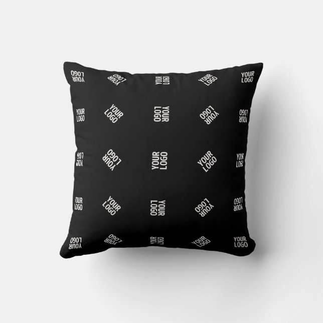 Unique Modern Logo Pattern Template | Black Throw Pillow (Back)