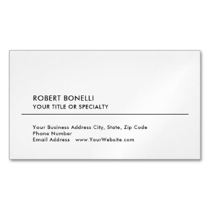Unique Modern Minimalist Black White Business Card Magnet