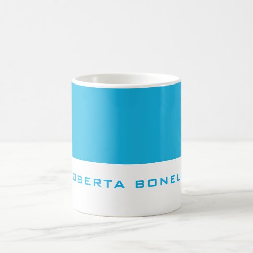 Unique Modern Minimalist Blue White Add Name Coffee Mug