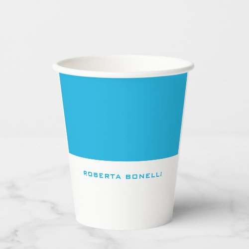 Unique Modern Minimalist Blue White Add Name Paper Cups