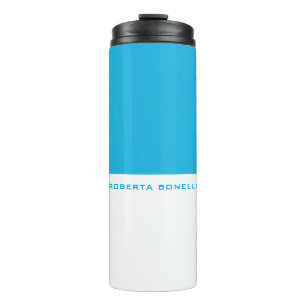 Unique Modern Minimalist Blue White Add Name Thermal Tumbler