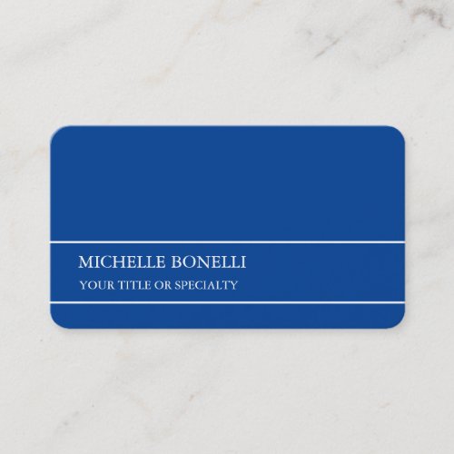 Unique Modern Minimalist Deep Blue Color Business Card