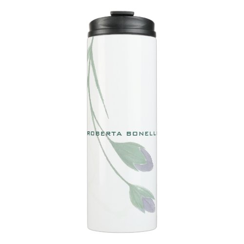 Unique Modern Minimalist Floral Add Name Thermal Tumbler