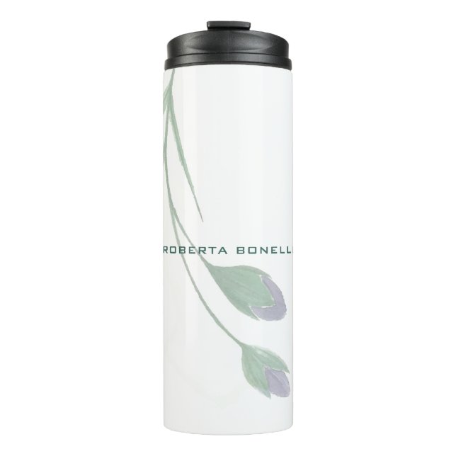 Unique Modern Minimalist Floral Add Name Thermal Tumbler (Front)