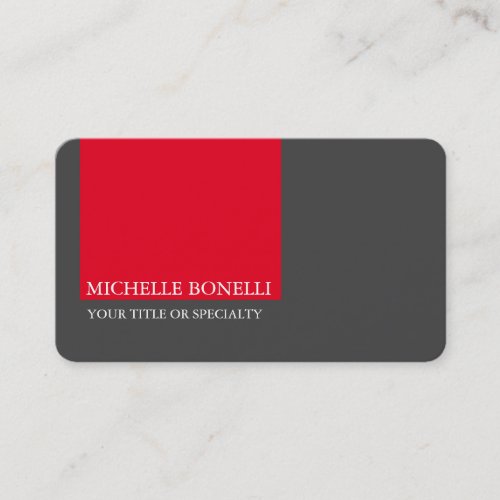 Unique Modern Minimalist Grey Red Business Card