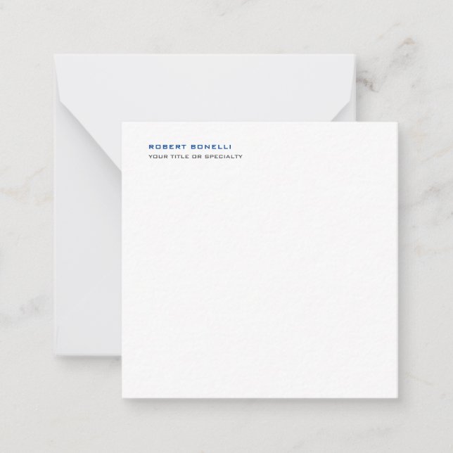 Unique Modern Minimalist Name Profession Note Card (Front)