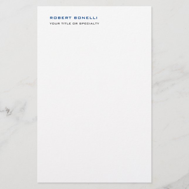 Unique Modern Minimalist Name Profession Stationery (Front)