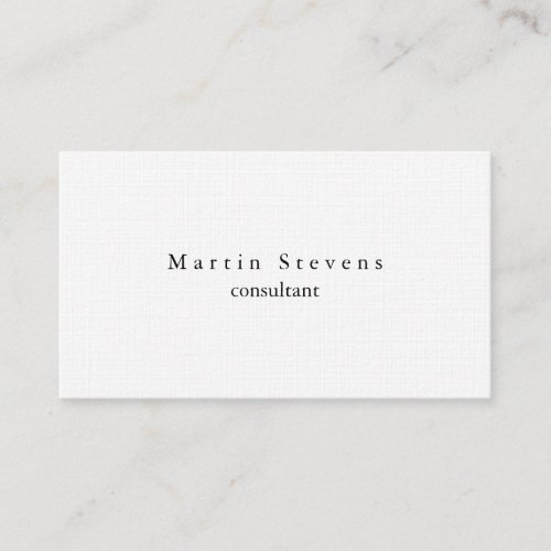 Unique Modern Minimalist Plain Linen Two Sided Business Card
