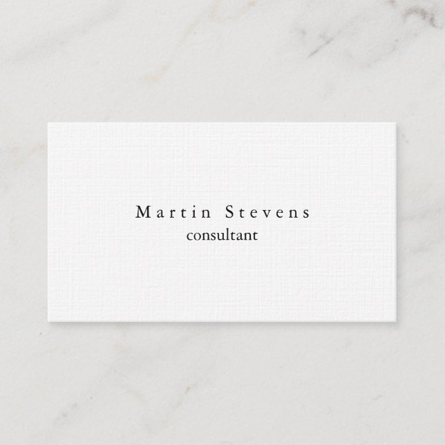 Unique Modern Minimalist Plain Linen Two Sided Business Card (Front)
