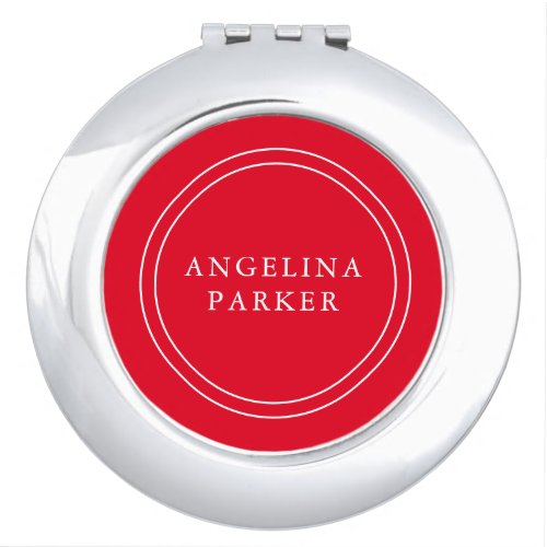 Unique Modern Minimalist Plain Red Your Name Compact Mirror