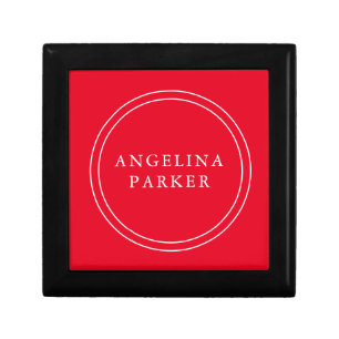 Unique Modern Minimalist Plain Red Your Name Gift Box