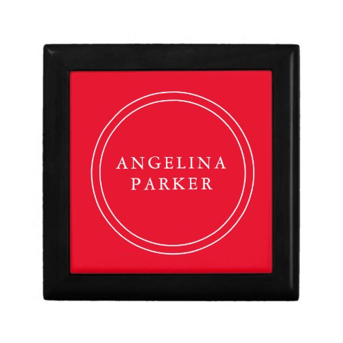 Unique Modern Minimalist Plain Red Your Name Gift Box