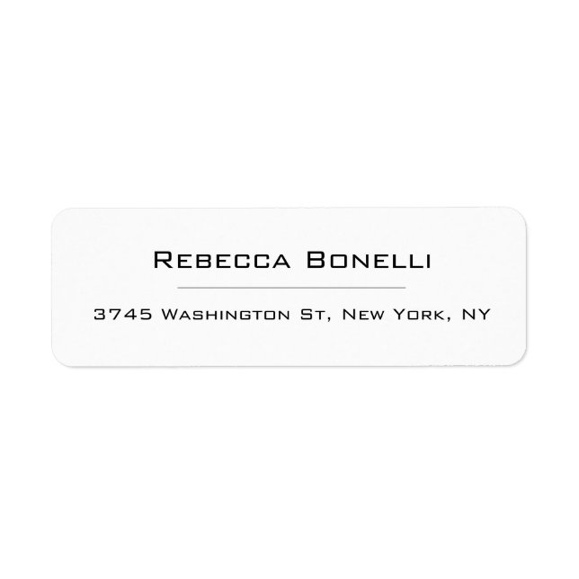 Unique Modern Minimalist Plain Simple White Label (Front)
