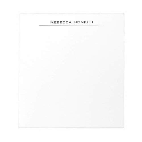 Unique Modern Minimalist Plain Simple White Notepad