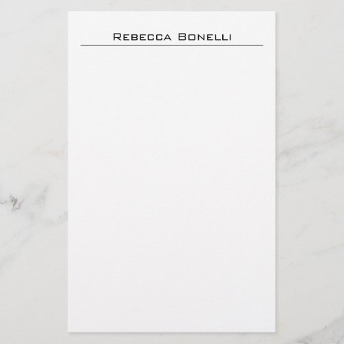 Unique Modern Minimalist Plain Simple White Stationery