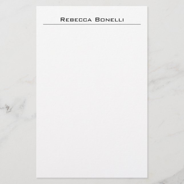 Unique Modern Minimalist Plain Simple White Stationery (Front)
