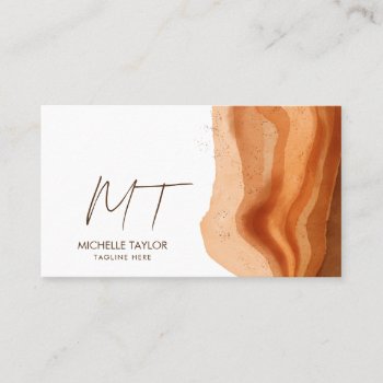 Unique Modern Monogram Abstract Boho Terracotta Business Card by smmdsgn at Zazzle