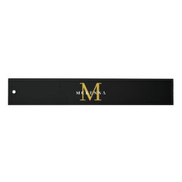 Unique Modern Monogram Black Gold Initial Name Ruler