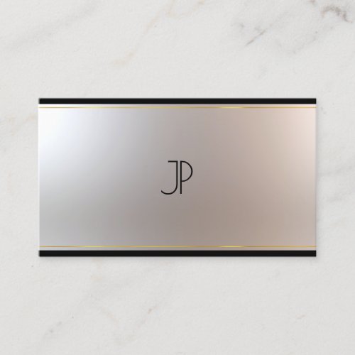 Unique Modern Monogram Glam Gold Silver Tasteful Business Card