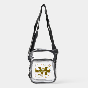 Unique Modern Monogram Initial Name Personalized Clear Crossbody Bag
