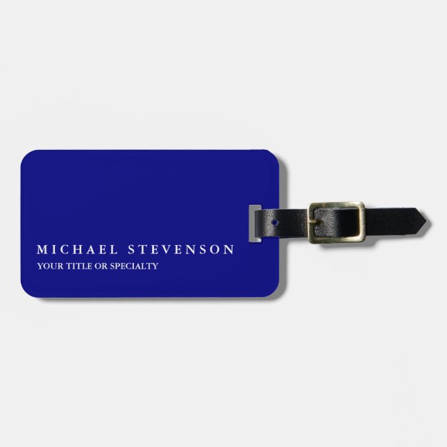 Unique Modern Navy Blue Luggage Tag (Front Horizontal)