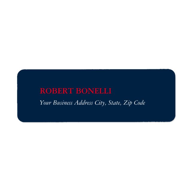Unique Modern Navy Blue Stylish Minimalist Label (Front)