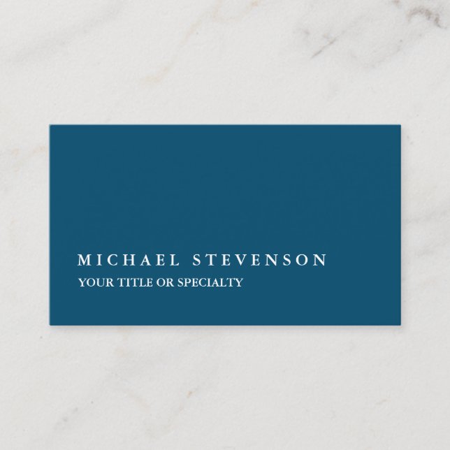 Unique Modern Ocean Blue Minimalist Business Card (Front)