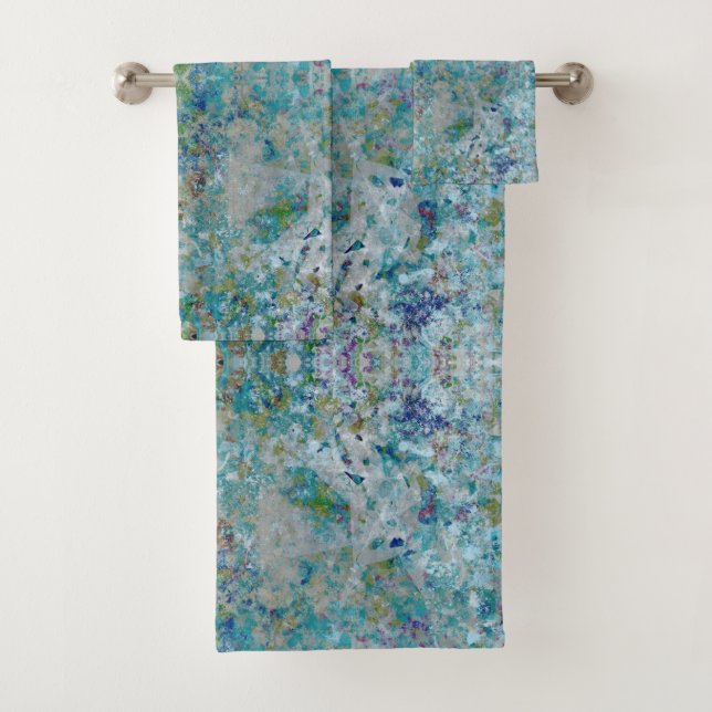 Unique Modern One Of A Kind Abstract Art Design Bath Towel Set (Insitu)