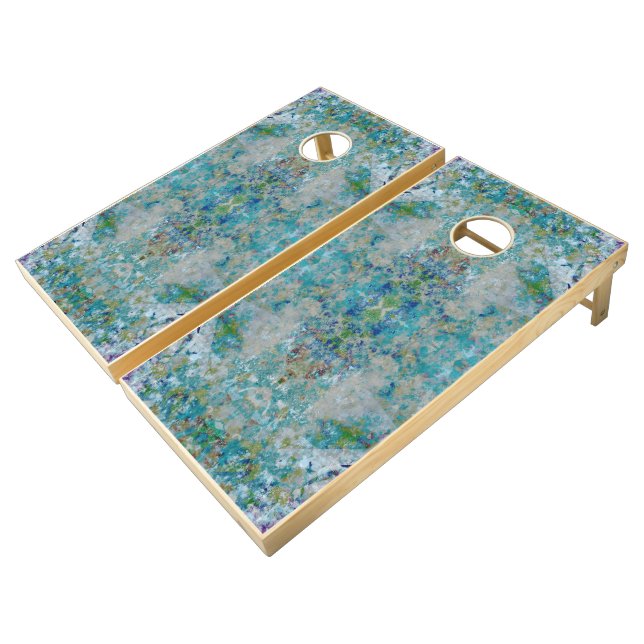 Unique Modern One Of A Kind Abstract Art Design Cornhole Set (Angled)