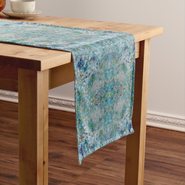 Unique Modern One Of A Kind Abstract Art Design Short Table Runner (In Situ)