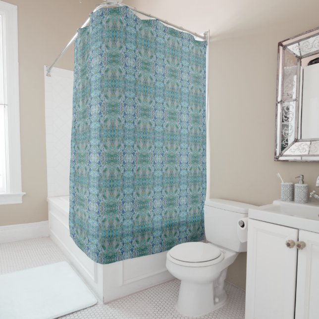 Unique Modern One Of A Kind Abstract Art Design Shower Curtain (In Situ)