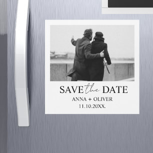 Unique Modern One Photo Script Cute Save the Date Magnetic Invitation