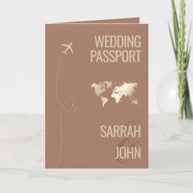Unique Modern Passport Destination Wedding QR Code Invitation (Front)