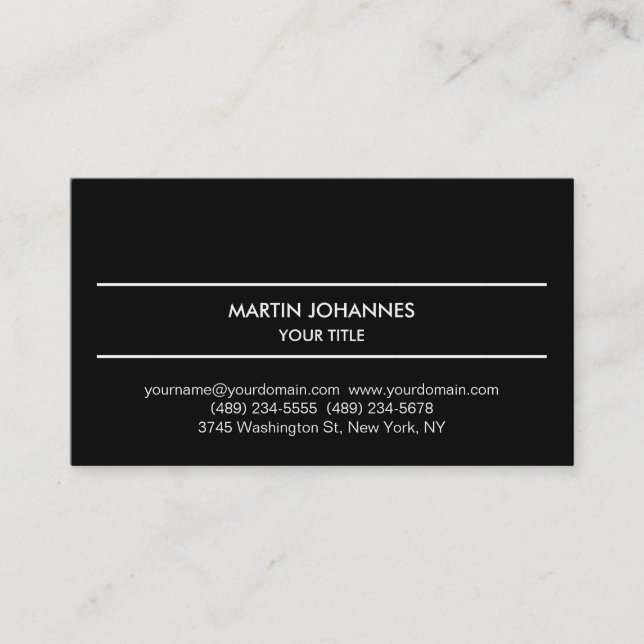 Unique Modern Plain Black White Business Card (Front)