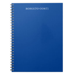 Unique Modern Plain Minimalist Name Blue Notebook
