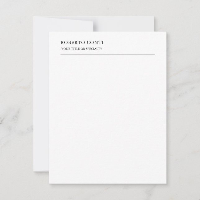 Unique Modern Plain Minimalist Name Note Card (Front)