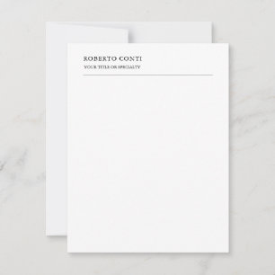 Unique Modern Plain Minimalist Name Note Card