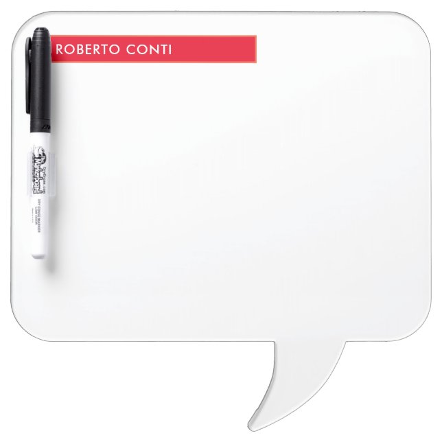 Unique Modern Plain Minimalist Name Red White Dry Erase Board (Front)