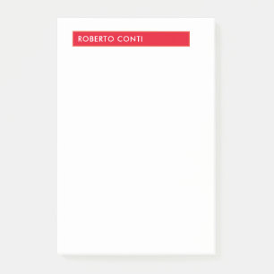 Unique Modern Plain Minimalist Name Red White Post-it Notes