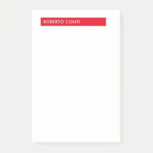 Unique Modern Plain Minimalist Name Red White Post_it Notes