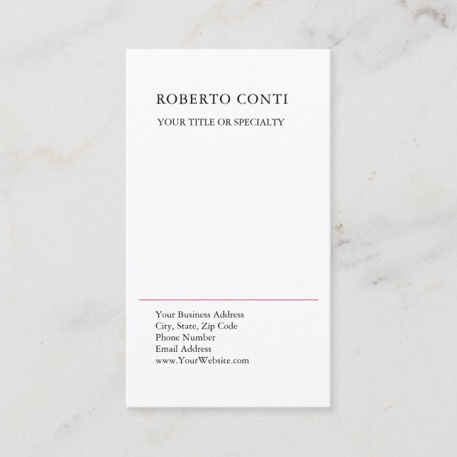 Unique Modern Plain Minimalist Premium Silk Business Card (Front)
