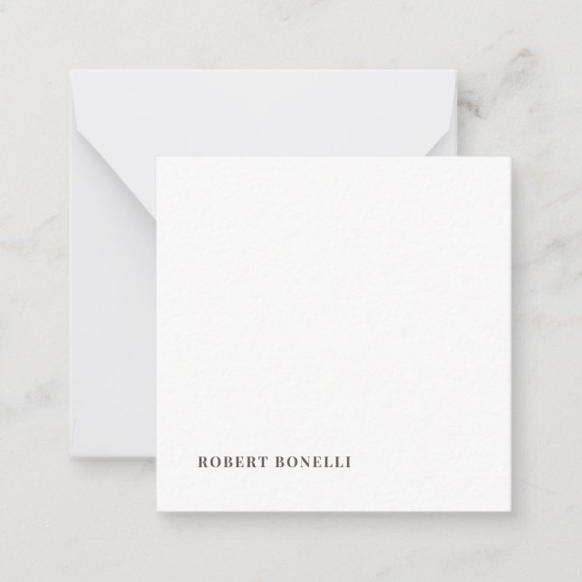 Unique Modern Plain Your Name Minimalist Note Card (Front)