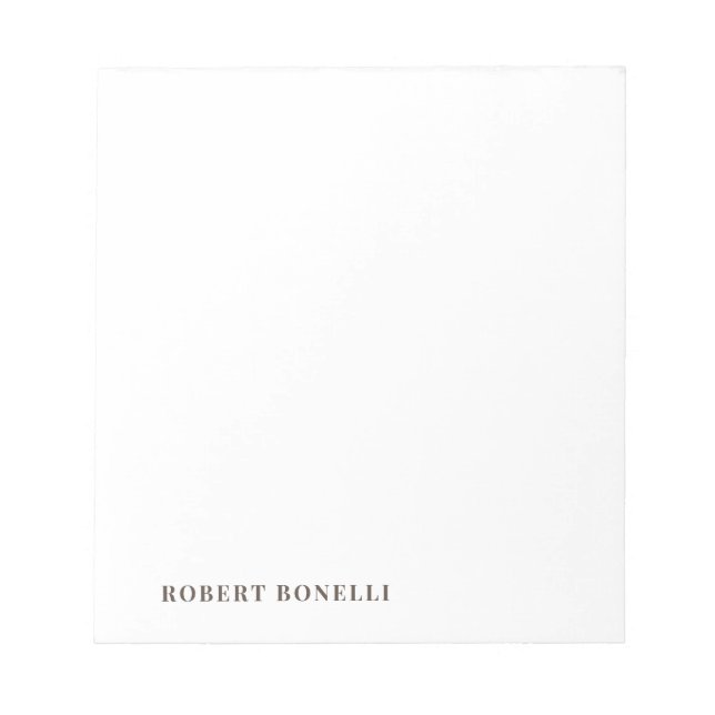 Unique Modern Plain Your Name Minimalist Notepad (Front)