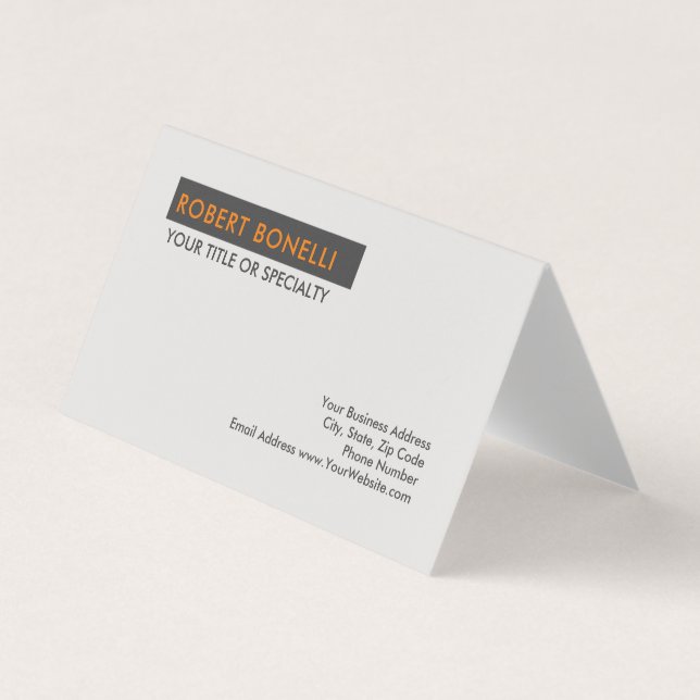 Unique Modern Platinum Grey Minimalist Business Card (Front)