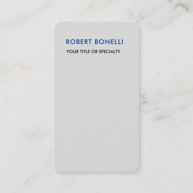 Unique Modern Platinum Grey Minimalist  Business Card (Front)