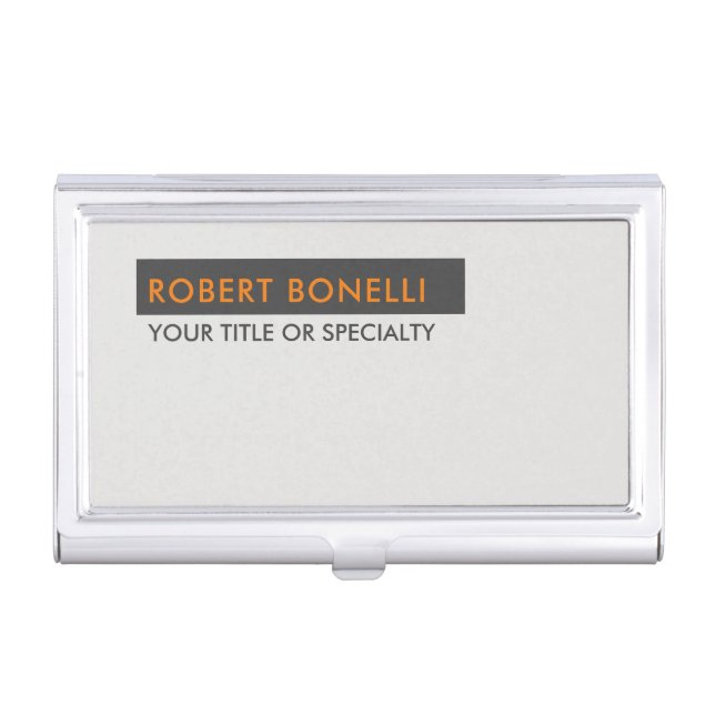 Unique Modern Platinum Grey Minimalist Business Card Case (Front)