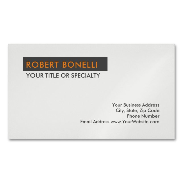Unique Modern Platinum Grey Minimalist Business Card Magnet (Front)