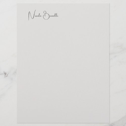 Unique Modern Platinum Grey Minimalist Caligraphy Letterhead